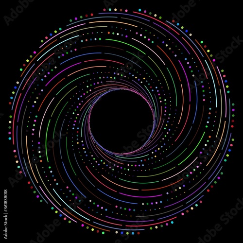 2d illustration with twisted lines and dots. Art object. Can be used as big data visualization.