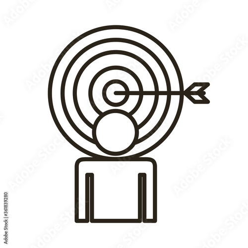 businessman figure with target and arrow line style icon