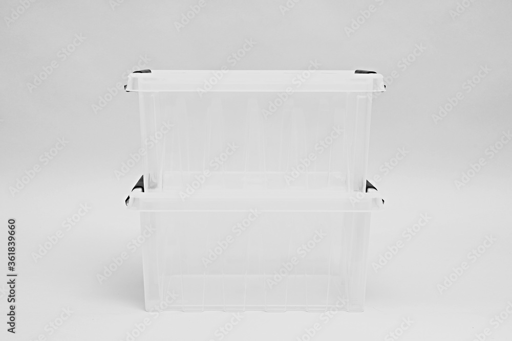 Transparent Plastic Boxes for Storage of Products Stock Image