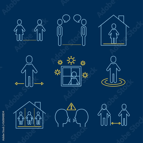 bundle of distance social set icons