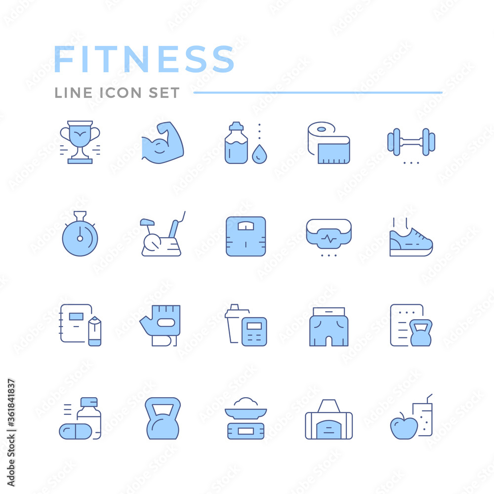 Set color line icons of fitness Set color line icons of fitness