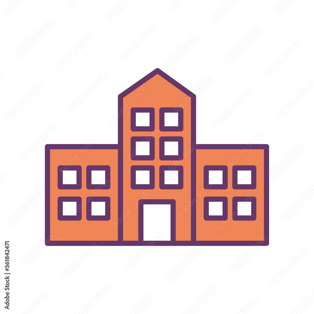 School building line and fill style icon design, education class lesson knowledge preschooler study learning classroom and primary theme Vector illustration School building line and fill style icon design, education class lesson knowledge preschooler study learning classroom and primary theme Vector illustration