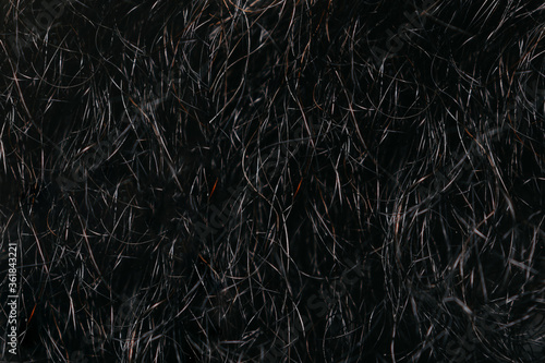 Black beard texture. Hair background.