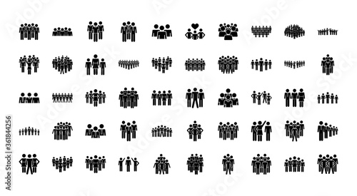 icon set of pictogram people, silhouette style