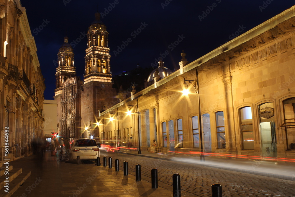 Cathedral of Zacatecas Mexico at night