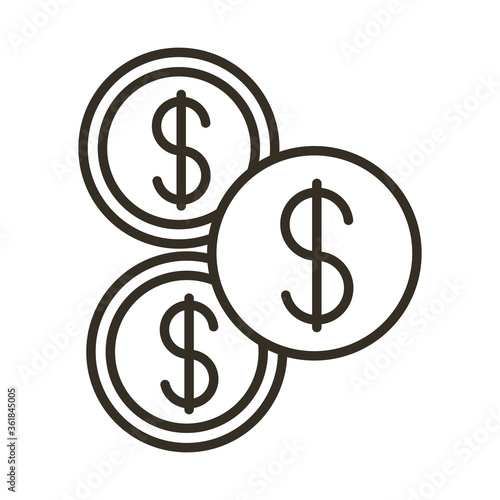 coins money dollars line style icon