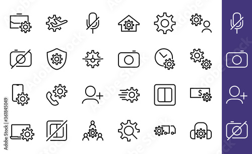 A simple set of settings and options related to Vector Line Icons. Contains icons such as set time, business, phone, and more. Editable Stroke.. 480x480