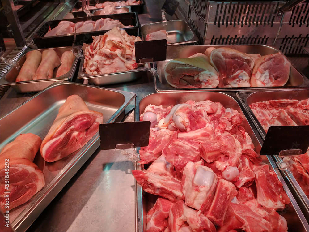 the meat in the butcher's shop