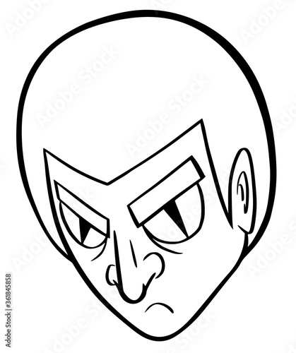 Angry man line art cartoon head