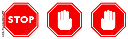 Red STOP sign isolated. Vector Stop hand sign