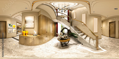 3d render of luxury villa house interior