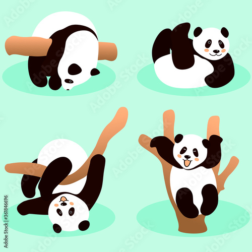 Fototapeta Naklejka Na Ścianę i Meble -  funny panda kawaii style