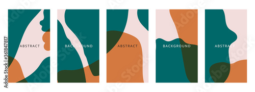 Abstract shapes minimal background vector set. Trendy style cover design for social media posts and stories, cover, web, invitation, and print.