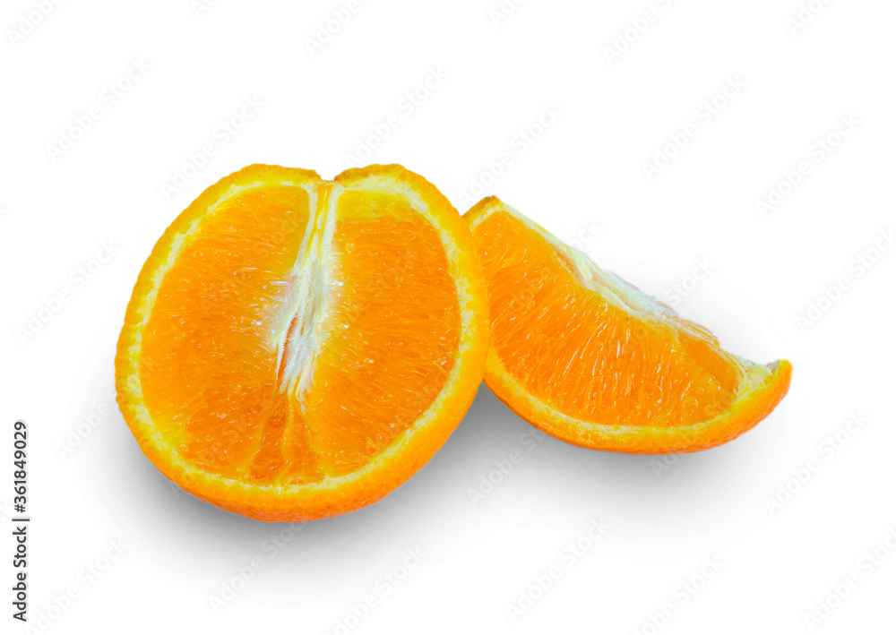 Fresh orange fruit on a white background. Orange slices on a white background. Sliced Orange. The fruit Fresh orange fruit on a white background. Orange slices on a white background. Sliced Orange. The fruit