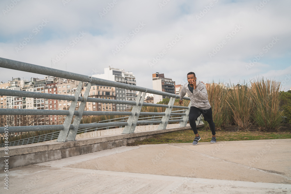 Portrait of an athletic man running. Portrait of an athletic man running.