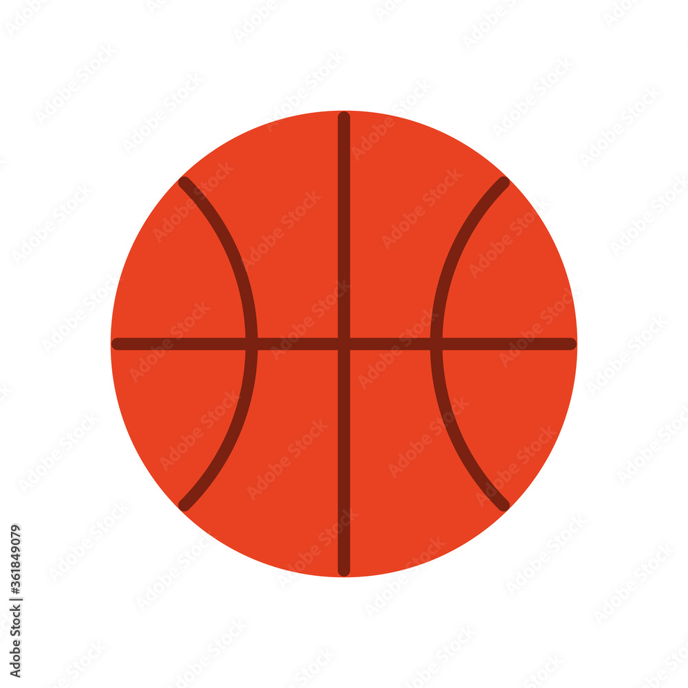 ball of basketball flat style icon design, Sport hobby competition and game theme Vector illustration