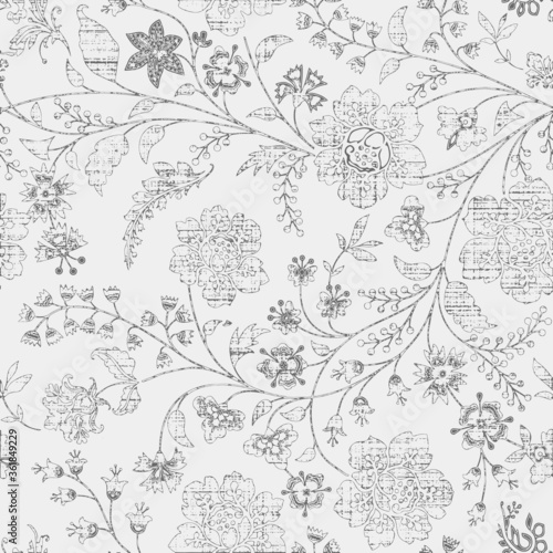 botainical colorful retro vector floral seamless pattern
