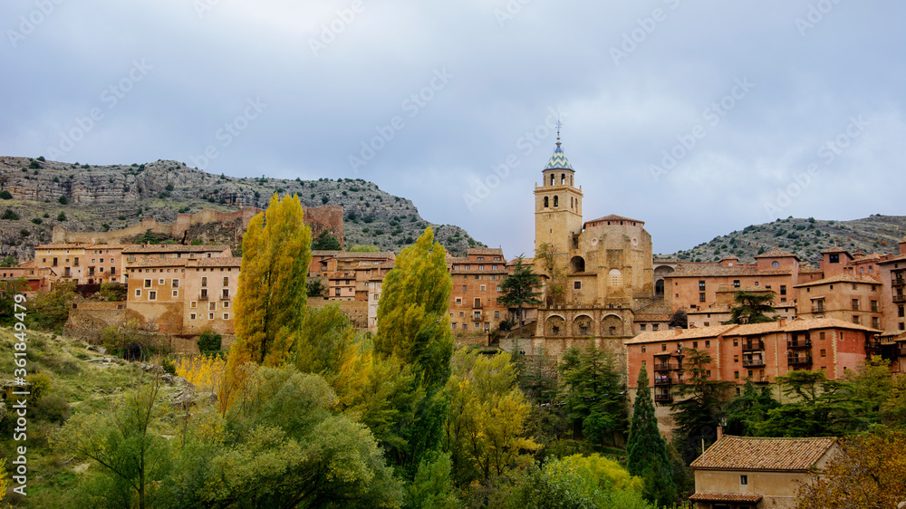 View of the old town of Albarracin Teruel Spain