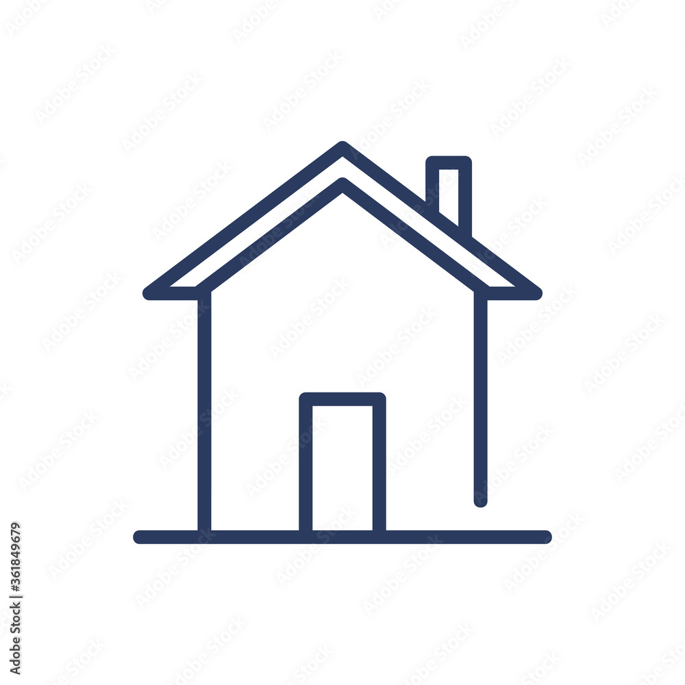 Cottage thin line icon. House building with door and chimney isolated outline sign. Architecture, real estate, country house concept. Vector illustration symbol element for web design and apps