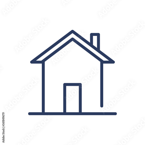 Cottage thin line icon. House building with door and chimney isolated outline sign. Architecture, real estate, country house concept. Vector illustration symbol element for web design and apps