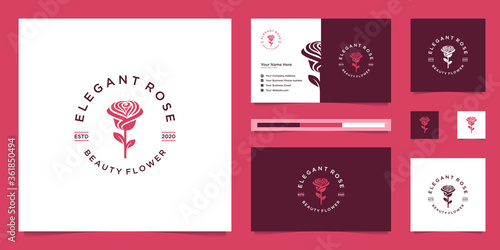 rose design logo. can be used for cosmetics, beauty salons, spas and skin care. premium logo design and business cards.