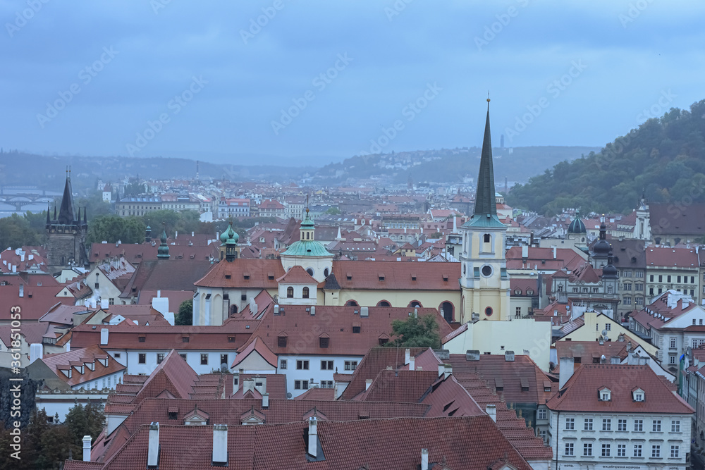 PANORAMIC TOP VIEW SCENE FROM PRAGUE, CZECH REPUBLIC, SEPTEMBER, 2019 PANORAMIC TOP VIEW SCENE FROM PRAGUE, CZECH REPUBLIC, SEPTEMBER, 2019