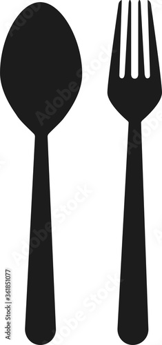 Spoon, fork silhouettes icons.