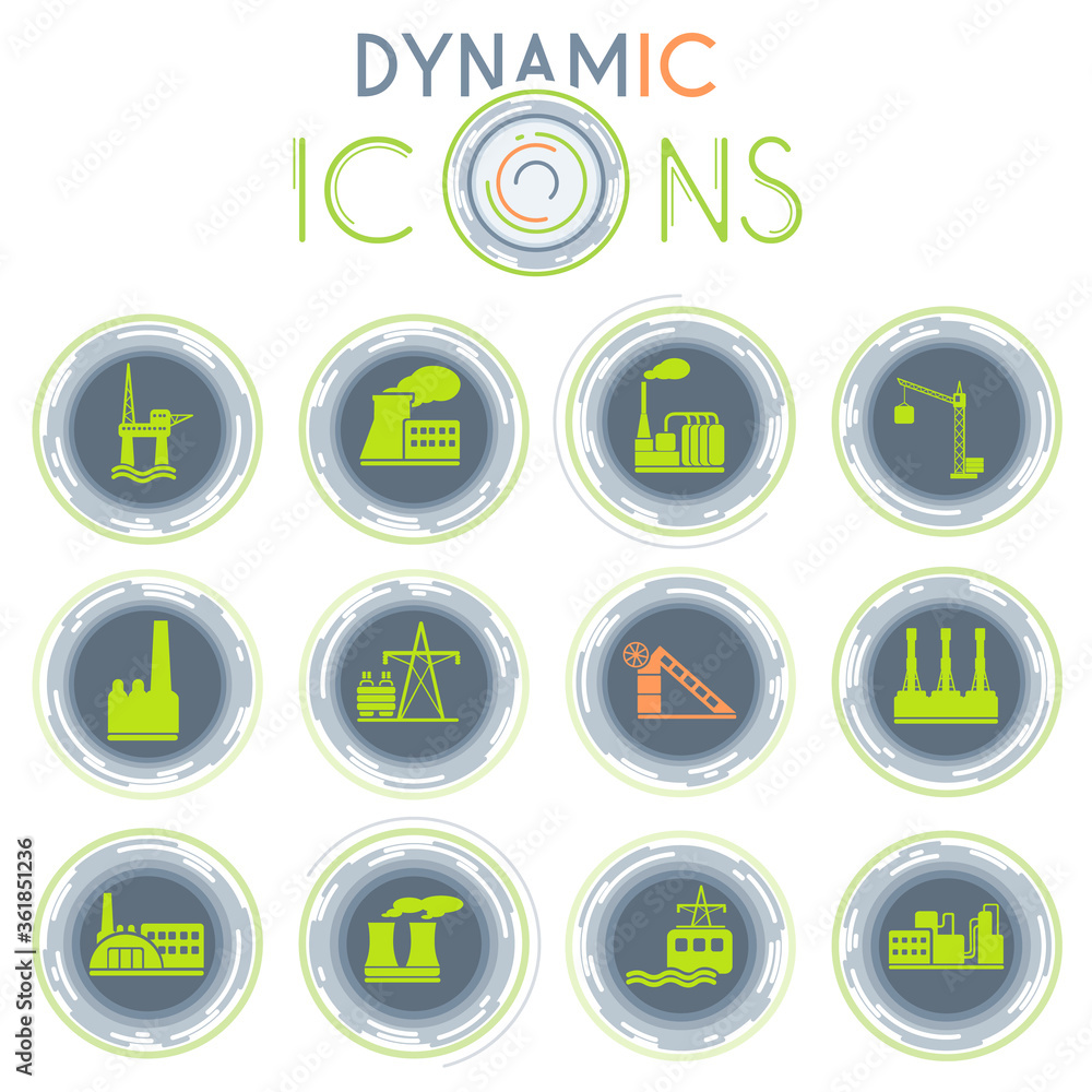 Factory and Industry dynamic icons Factory and Industry dynamic icons