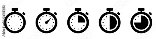 Timers icon set. Countdown timer symbol. Timer. Stopwatch collection - stock vector.