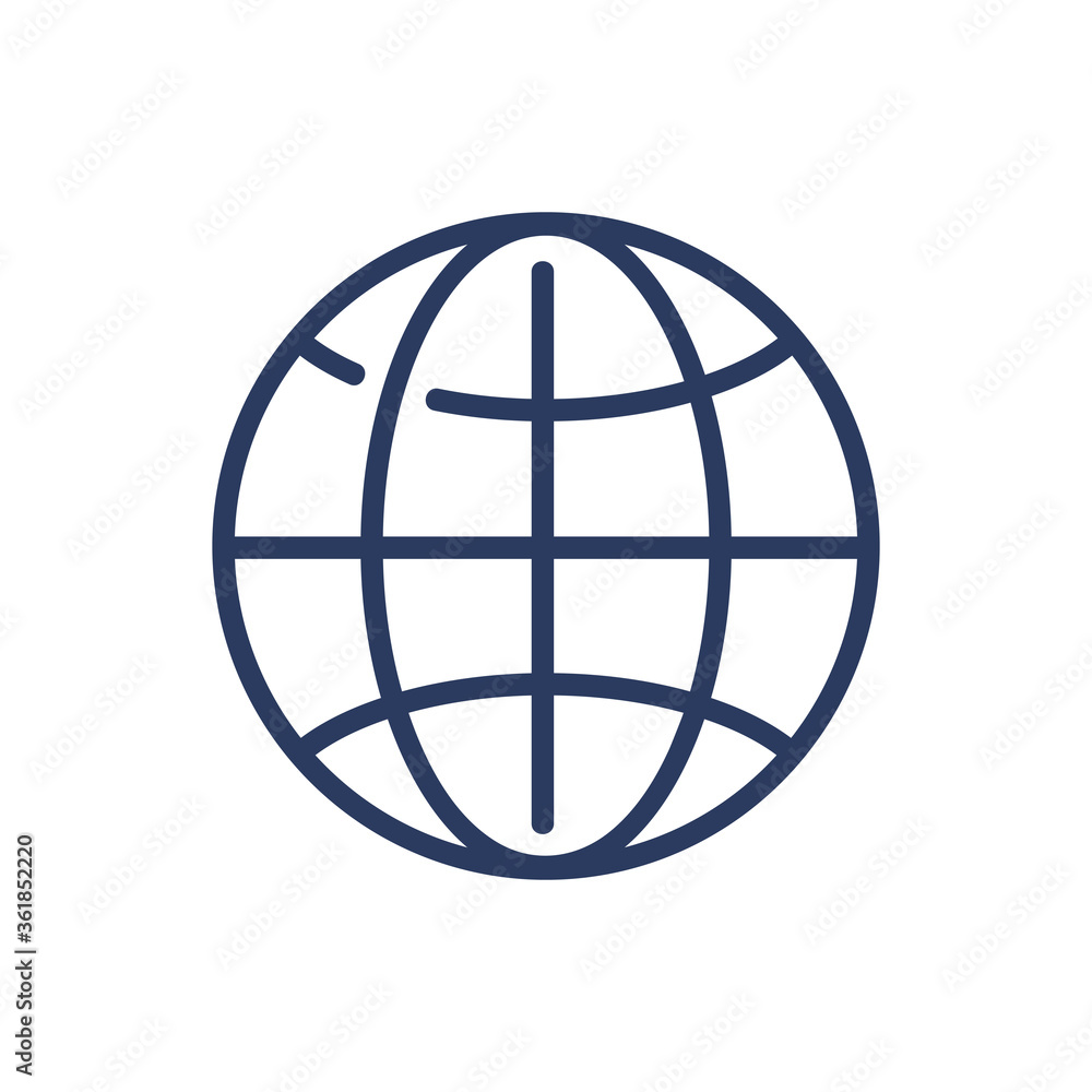Global internet thin line icon. Planet, globe, sphere isolated outline sign. Connection, network, worldwide technology concept. Vector illustration symbol element for web design and apps Global internet thin line icon. Planet, globe, sphere isolated outline sign. Connection, network, worldwide technology concept. Vector illustration symbol element for web design and apps