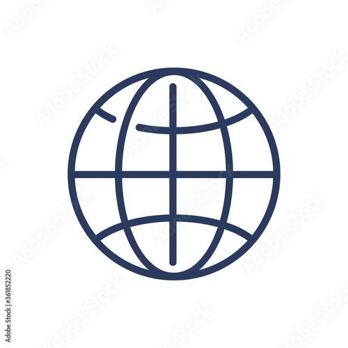 Global internet thin line icon. Planet  globe  sphere isolated outline sign. Connection  network  worldwide technology concept. Vector illustration symbol element for web design and apps