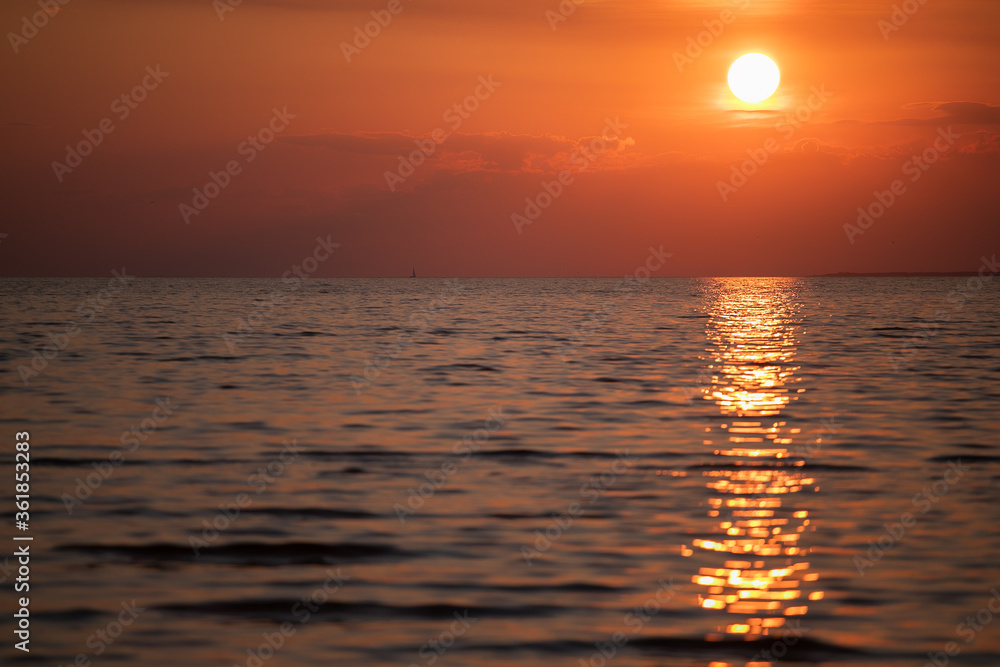 warm summer sunset on the bay 