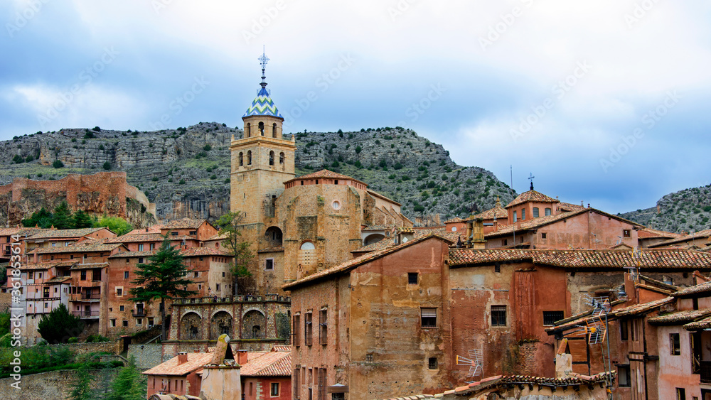 View of the old town of Albarracin Teruel Spain