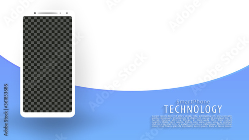 White smartphone screen landing page background, blue and white background, vector, illustration, eps file