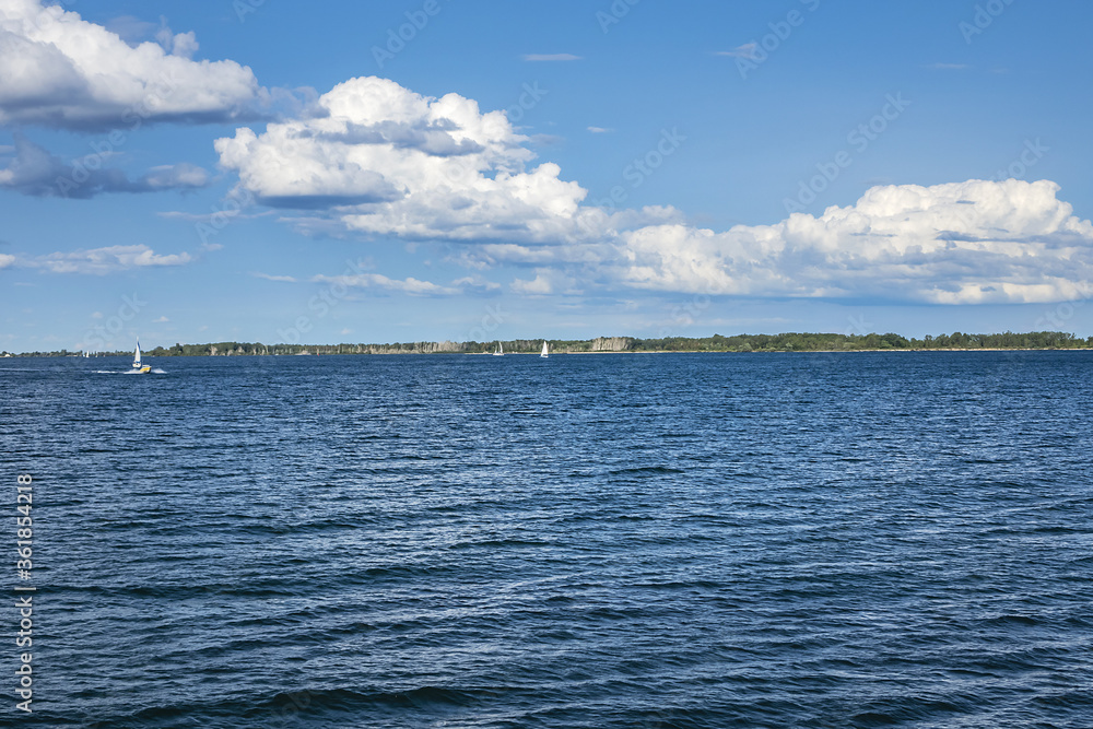 Amazing view of Lake Ontario from Centre Island, located just outside of Toronto downtown. Toronto, Ontario, Canada.