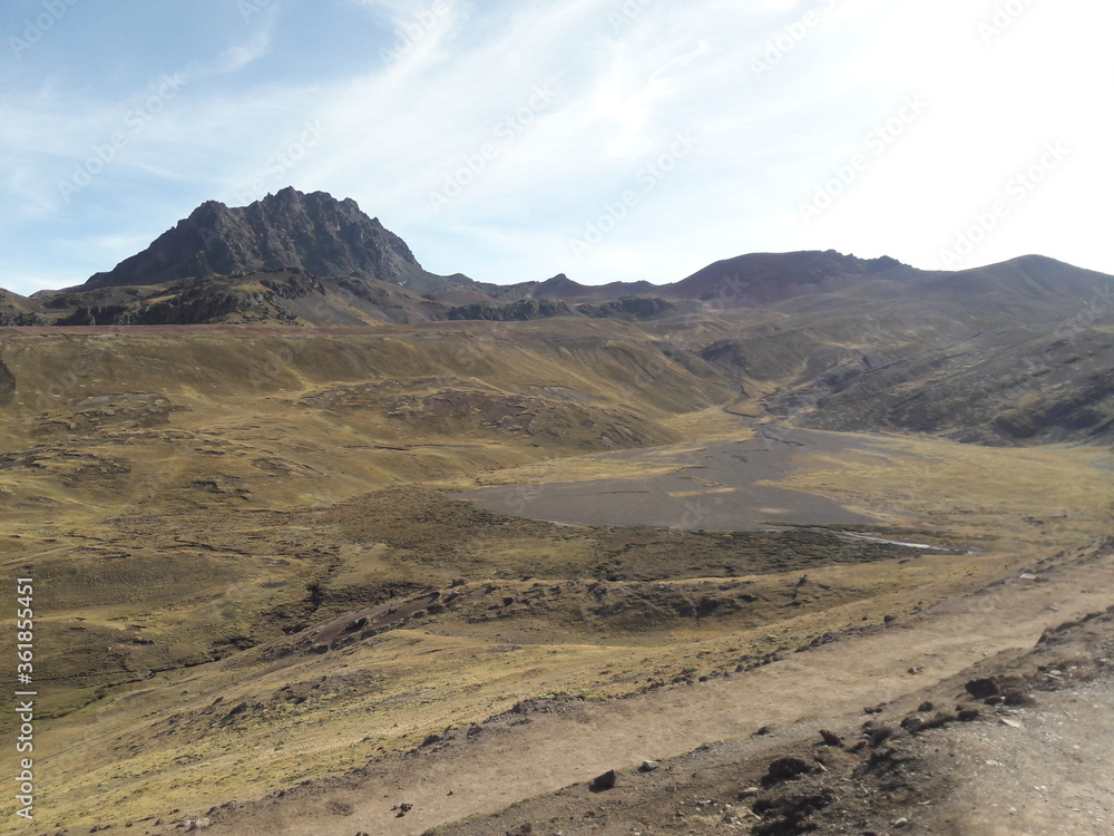 Rainbow Mountain Peru and surrounding landscape 2019