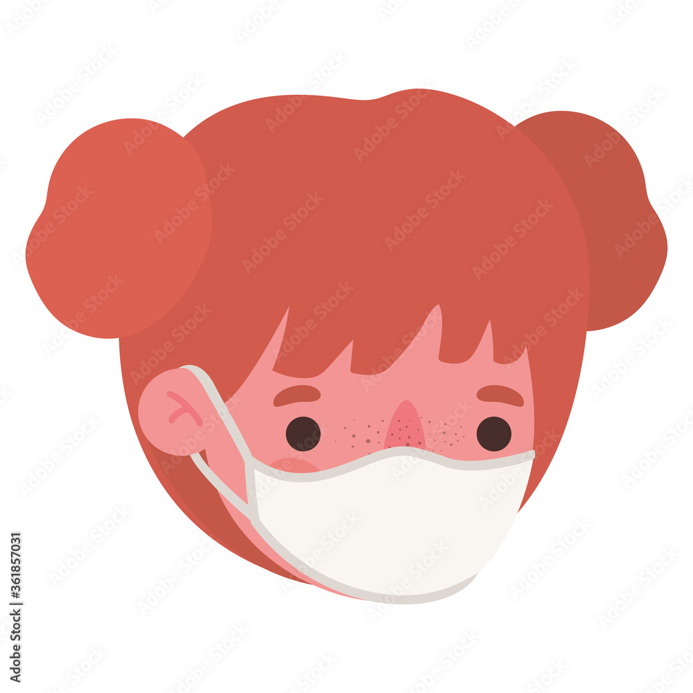 girl head with mask design of medical care and covid 19 virus theme Vector illustration girl head with mask design of medical care and covid 19 virus theme Vector illustration