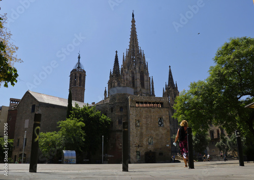  The cathedral santa maria in the gothic quarter of Barcelona