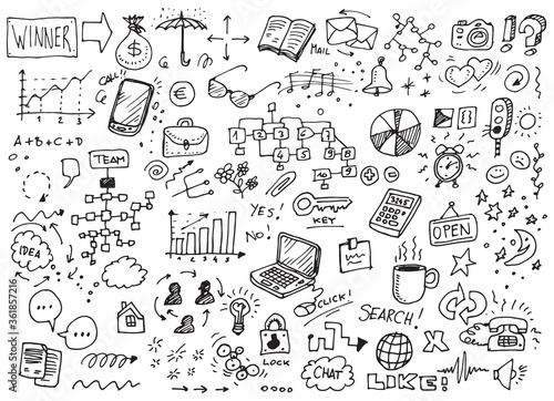 Various hand drawn business doodles