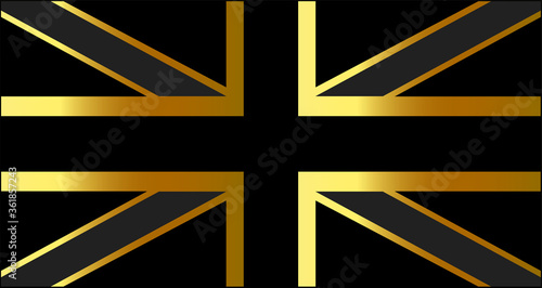 British flag gold shine color, vector background