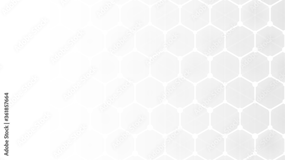 Abstract white background. Hexagon technology pattern. Honeycomb texture. Neutral white presentation template or wallpaper. Chemistry, science or medicine concept. Geometric stock vector illustration Abstract white background. Hexagon technology pattern. Honeycomb texture. Neutral white presentation template or wallpaper. Chemistry, science or medicine concept. Geometric stock vector illustration