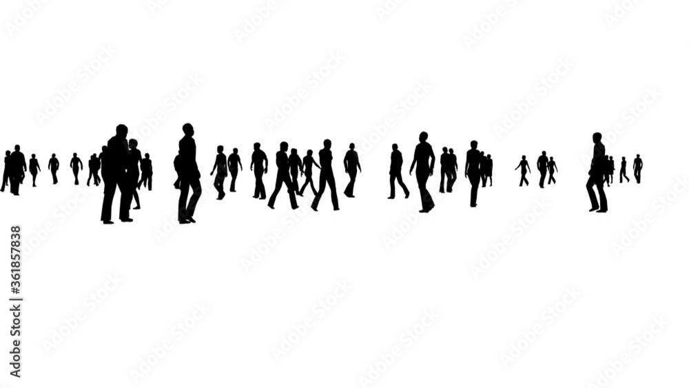 Crowd People Walking 3D Animation Silhouette 4K resolution White ...