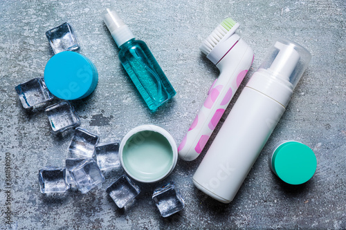 Cosmetics on a concrete background