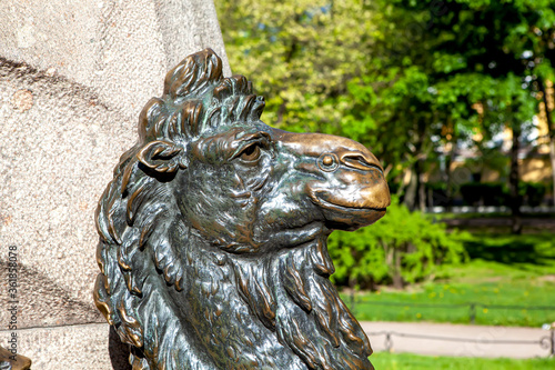 The head of a camel. Fragment of the monument to N. M. Przhevalsky. Alexander Garden. St. Petersburg. Russia photo