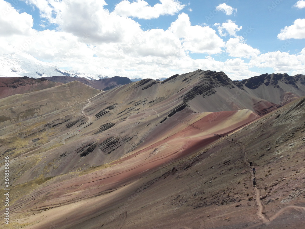 Naklejka premium Rainbow Mountain Peru and surrounding landscape 2019