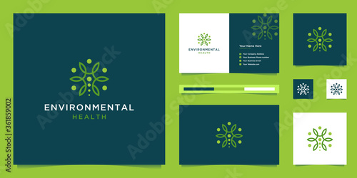 simple human tree logo line. symbol for health, environmentally friendly and nature.