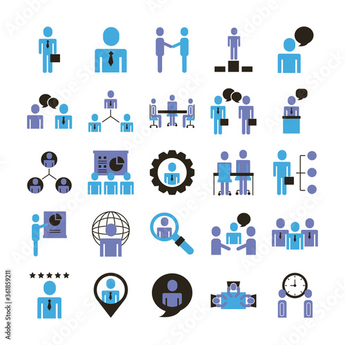 bundle of business people avatars set icons