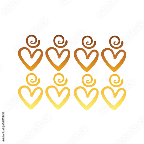 twisters and hearts creative design with brush stroke degradient style