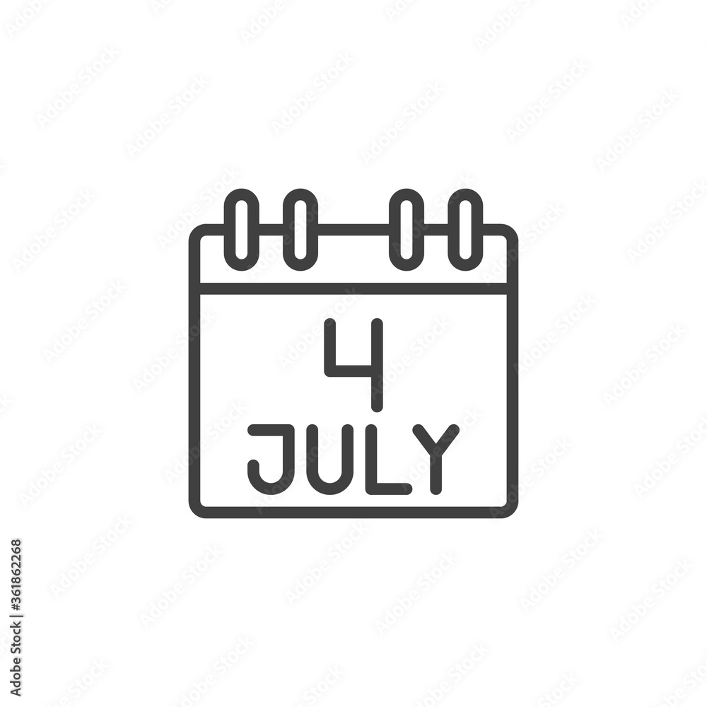 Independence Day calendar line icon. linear style sign for mobile concept and web design. Fourth of July day outline vector icon. Symbol, logo illustration. Vector graphics Independence Day calendar line icon. linear style sign for mobile concept and web design. Fourth of July day outline vector icon. Symbol, logo illustration. Vector graphics