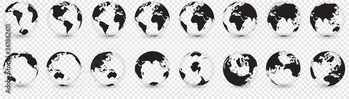 Obraz na płótnie GLOBE TERRESTRE. Faibles détails. Sphères transparentes et ombres amovibles w salonie